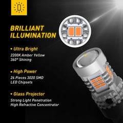 2x AUXITO Amber 7443/7440 LED Front Turn Signal Light Bulbs Canbus Error Free EA AUXITO