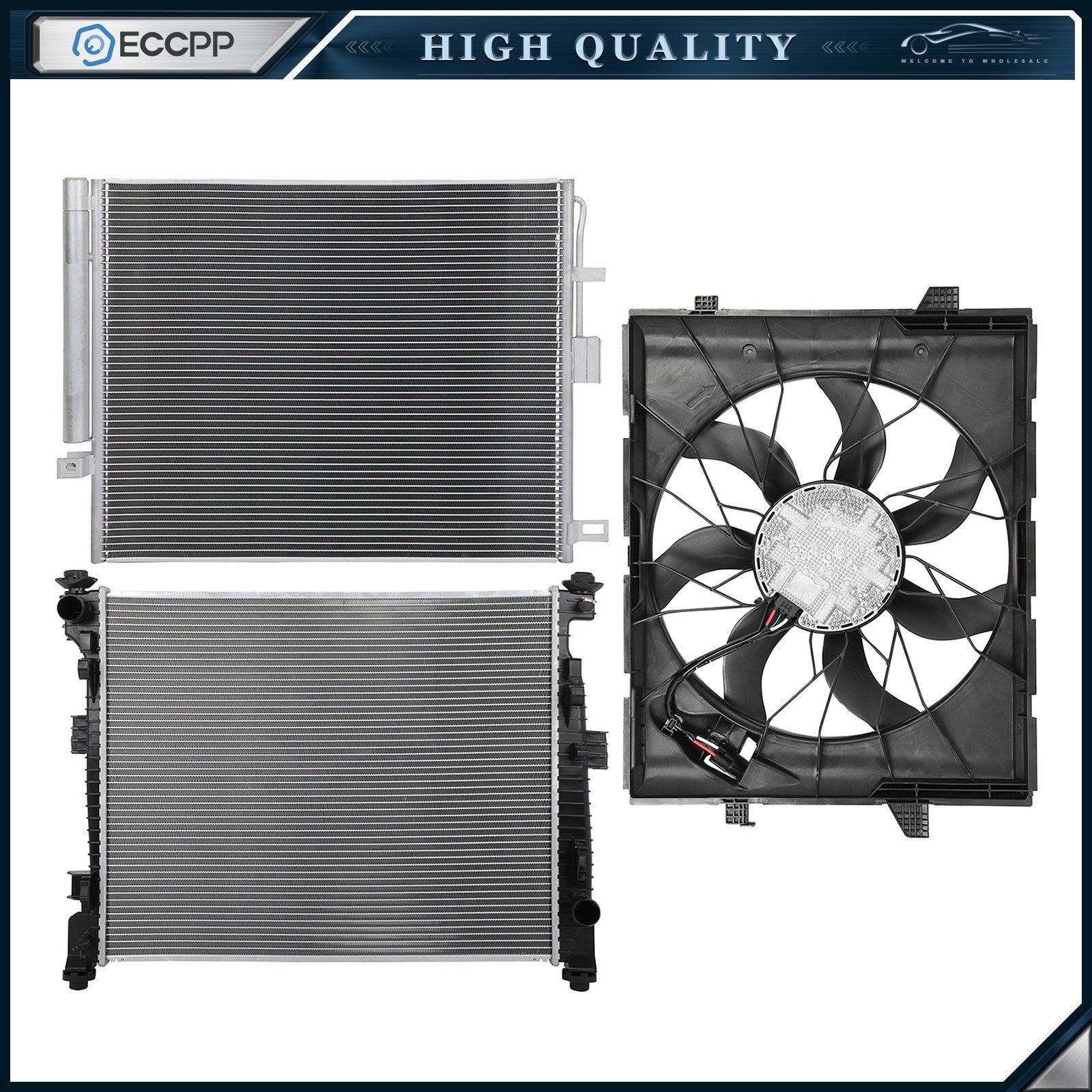 Electric Radiator Condenser Cooling Fan Kit For 2016 2017-2020 Dodge Durango 6B93BC-57