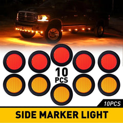 10* Yellow Marker Red Lights 2" LED Truck Trailer Clearance Round Side Light EOA 6B93BC-57