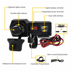 Waterproof Motorcycle 12V Dual USB Charger Power Adapter Voltmeter Accessories A 6B93BC-57