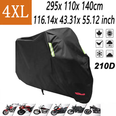 4XL 210D Heavy Duty Motorcycle Cover Waterproof Outdoor Sun Rain Dust Protector
