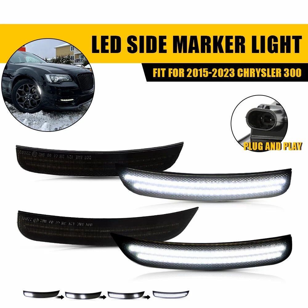 4X For 2015-23 Chrysler 300 Front Rear Dynamic LED Bumper Side Marker Lights EOA 6B93BC-57
