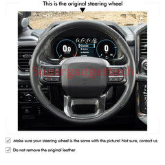 Black Suede Steering Wheel Red Stitch Wrap Cover For Ford F-150 Raptor 2021-23