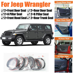 Door Rubber Seal Strips Weather Draft Wind Noise Reduction Kit For Jeep Wrangler