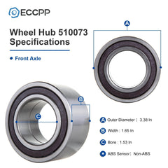 4X Wheel Hub Bearings Front Rear For Honda Civic Si 2.0L 2006-2011 Acura CSX FWD 6B93BC-57