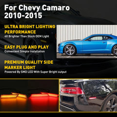 4x Smoked Lens LED Front Rear Side Bumper Marker Lights For 2010-15 Chevy Camaro 6B93BC-57