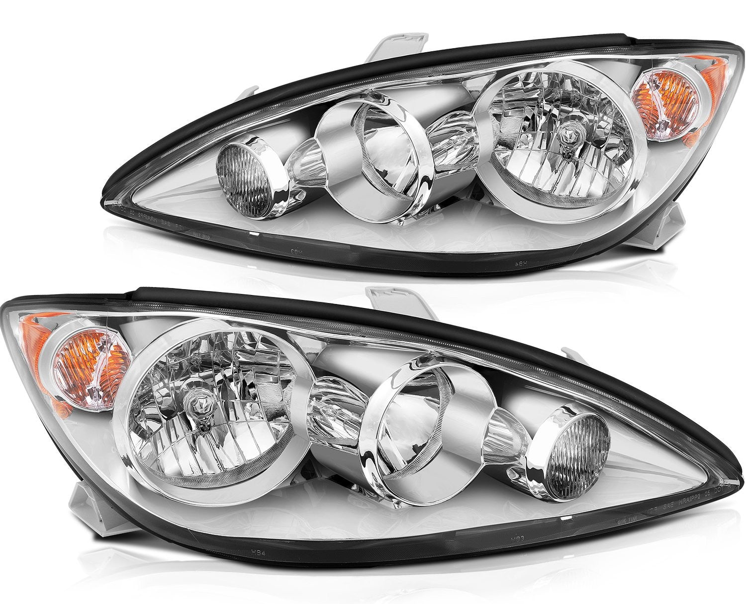 ECCPP Headlights Assembly For Toyota Camry 2.4L 3.0L 2005-2006 Pair Chrome Amber 6B93BC-57
