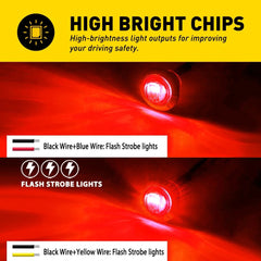 20X Red 3/4" Round LED Bullet Clearance Side Marker Lights Fits Truck Trailer EA 6B93BC-57