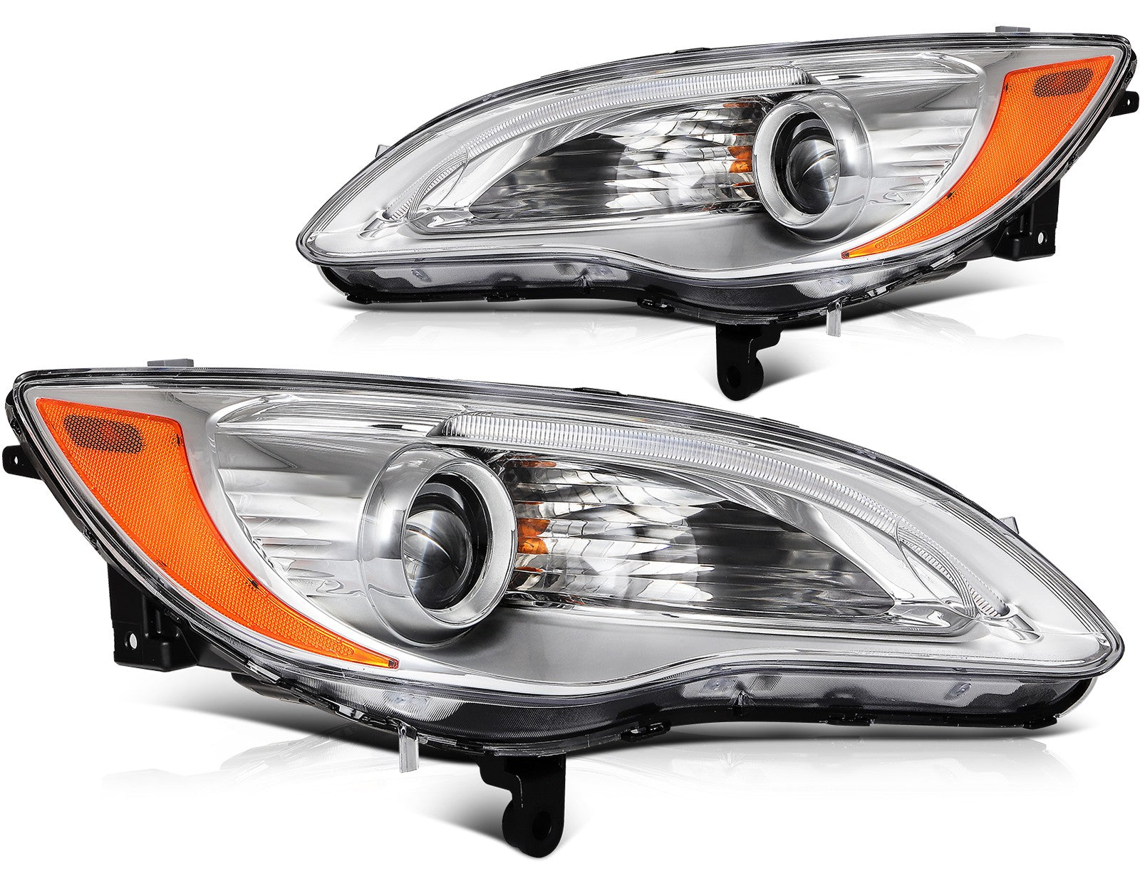 Headlights Assembly Pair For Chrysler 200 2011-2014 Chrome Housing w/LED DRL 6B93BC-57