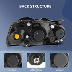 Pair Kit Headlights Assembly For 2004-2006 Hyundai Elantra 2.0L Black Amber 6B93BC-57