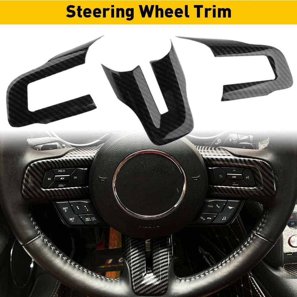 Steering Wheel Switch Button Cover Trim Carbon Fiber For Ford Mustang 15-22 EOA 6B93BC-57