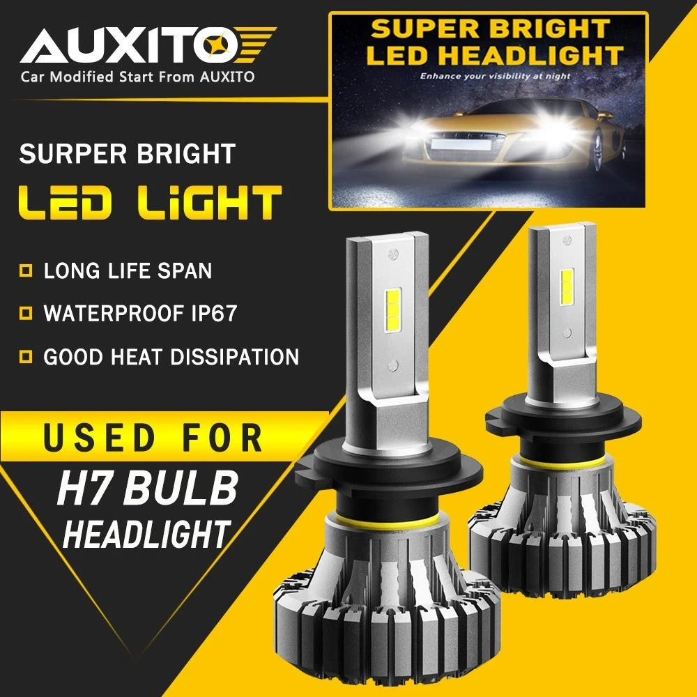 H7 LED Headlight Bulb Kit High or Low Beam 6500K Super White 20000LM Lights 2Pcs 6B93BC-57