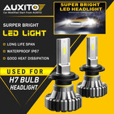 H7 LED Headlight Bulb Kit High or Low Beam 6500K Super White 20000LM Lights 2Pcs 6B93BC-57