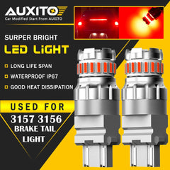 AUXITO 3157 Red LED Strobe Flashing Blinking Brake Tail Light/Parking Bulbs 2F3 AUXITO