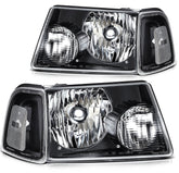 Pair Kit Halogon Black Headlights Assembly For 2001-2011 Ford Ranger Black 6B93BC-57