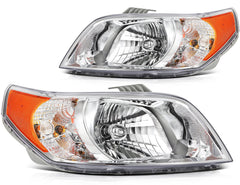 Pair Kit Headlights Assembly For 2007-2011 Chevrolet Aveo 1.6L Chrome Amber 6B93BC-57