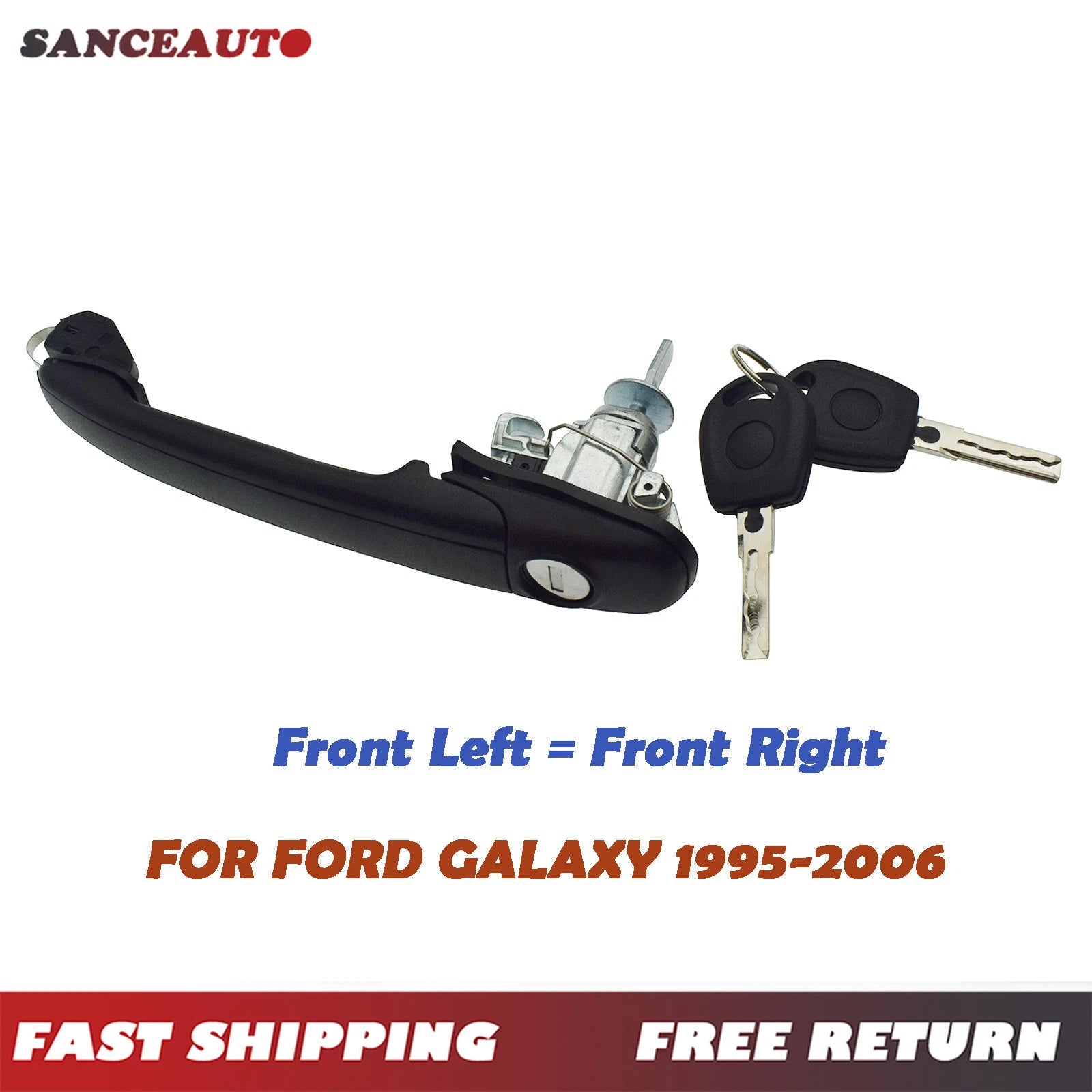 For FORD GALAXY 96-05 Outside Door Handle W/ 2PC Lock Barrel Front L/R 6K0837205 6B93BC-57