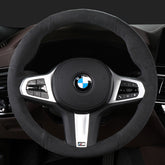 All Black Suede Leather Steering Wheel Hand-stitch on Wrap Cover For BMW G01 G02