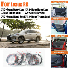 Door Rubber Seal Strips Weather Draft Wind Noise Reduction Kit For Lexus RX