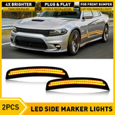 Front Bumper Smoked Amber Side Marker Signal Lights For 15-22 Dodge Charger EOA 6B93BC-57