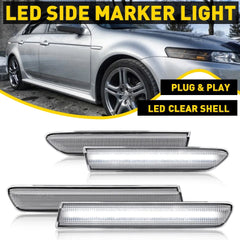 4X For 2004-08 Acura TL Clear Front+Rear White LED Side Marker Lights Lamps EOA 6B93BC-57