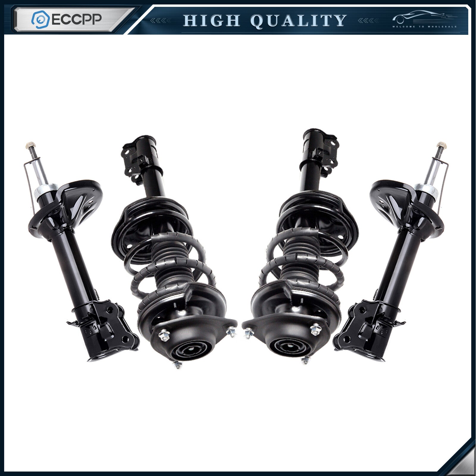 For Hyundai Elantra 2000-06 (2) Front Complete Struts & (2) Rear Shock Absorber 6B93BC-57