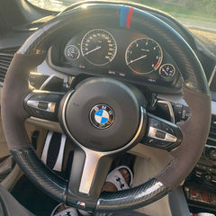 Carbon Fiber&Suede Leather Steering Wheel Hand Sewing Wrap Cover Fit For BMW F33