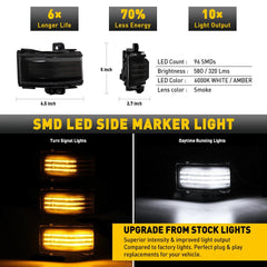 Pair Smoked Led Sequential Tow Mirror Signal Light Lamp For 2015-2022 Ford F-150 6B93BC-57