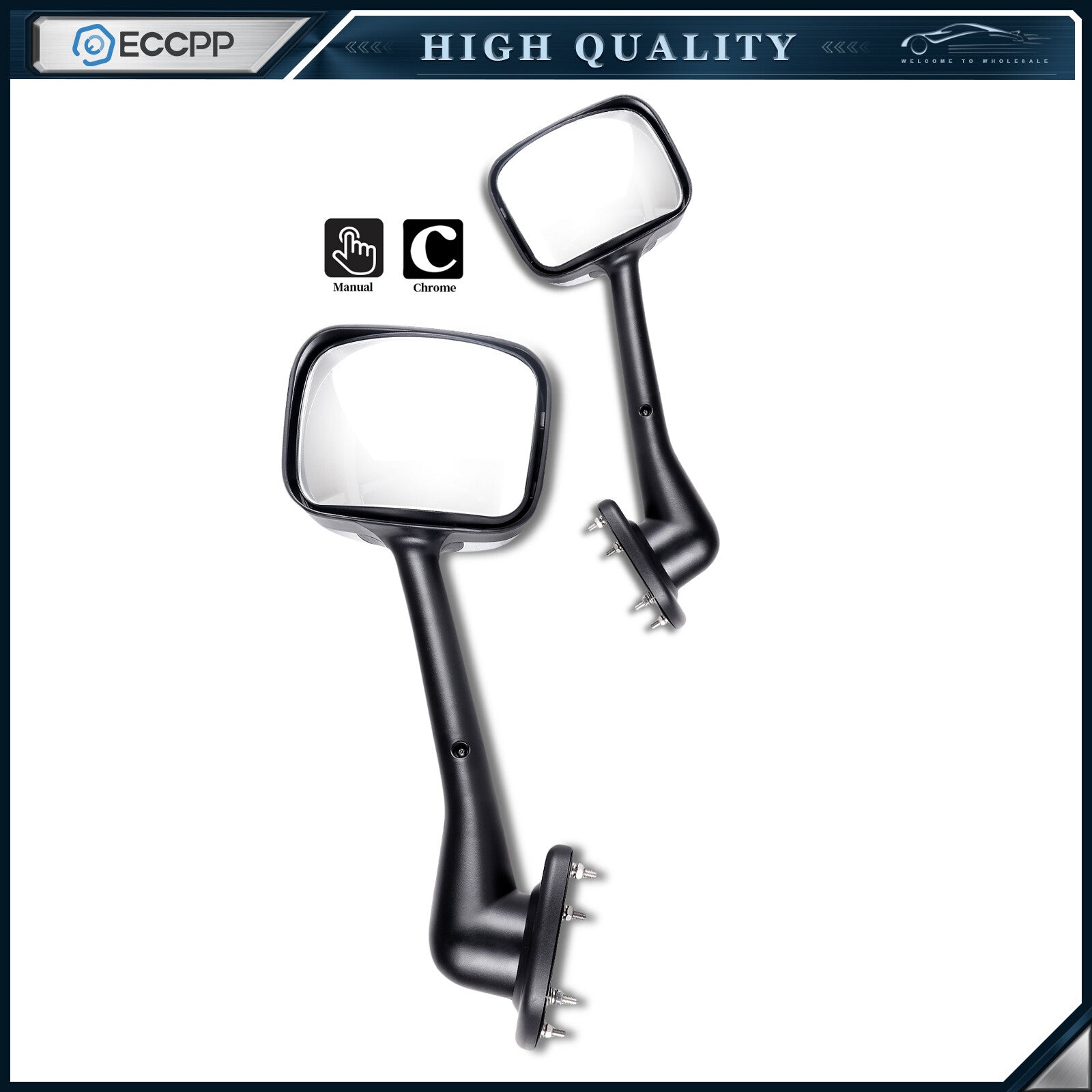 For 2008-2016 Freightliner Cascadia Chrome Hood Mirrors Pair Left+Right Side 6B93BC-57