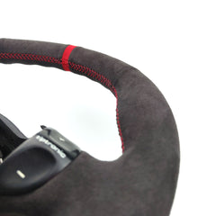 Black Suede Leather Steering Red Stitch Wheel Wrap Cover For Porsche Carrera 911