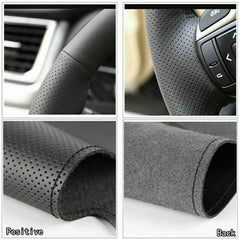 Black Suede Leather Steering Wheel Black Stitch Wrap Cover For Porsche 911 986