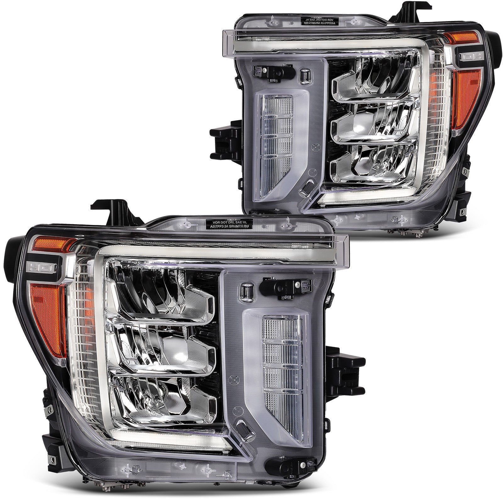 Pair Kit LED Headlights For 2020-2023 GMC Sierra 2500HD 3500HD 6.6L Black Amber 6B93BC-57