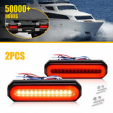 2x Red/Amber 9" 5" Oval LED Truck Trailer Stop Turn Tail Brake Light Flowing DRL 6B93BC-57