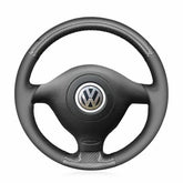 5D Carbon Fiber& Leather Steering Wheel Hand-stitch on Wrap Cover For VW Golf 4