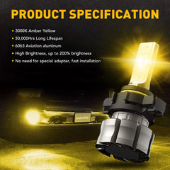 AUXITO LED Fog Light 5202 Bulbs Yellow for Chevy Silverado 1500 2500 HD 2007-15 AUXITO