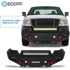 Steel Complete Front Bumper Winch w/ Light Bar D-ring For 2004-2008 Ford F-150