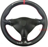 5D Carbon Fiber &Black Leather Steering Wheel Wrap Cover For Porsche Carrera 911