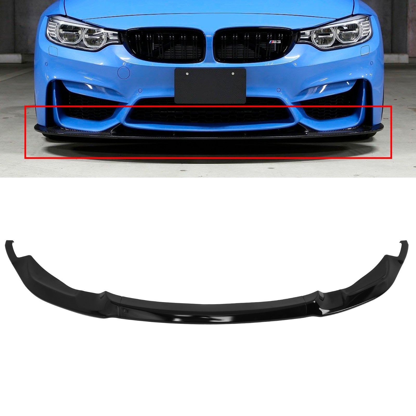 Glossy Black Fits 2015-2020 BMW F80 M3 and F82 F83 M4 Front Bumper Lip Spoiler 6B93BC-57
