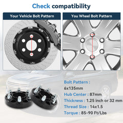 4 Pcs 1.25" 6x135 Hub Centric Wheel Spacers 14x1.5 For Ford F-150 Lobo 2015-2025 6B93BC-57