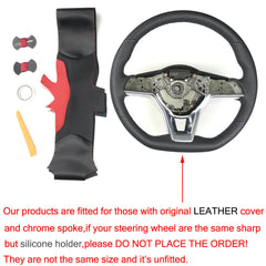 3D Carbon Fiber&Leather Steering Wheel Hand Sewing Wrap Cover For Nissan Rogue