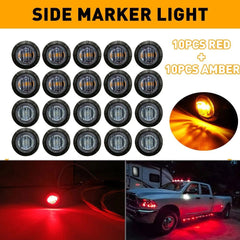 20X 3/4"LED Smoked Bullet Truck Light Trailer Round Side lights Marker Amber Red 6B93BC-57