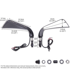 Black Motorcycle Mirrors w/ LED Turn Signal For Harley V-Rod Sportster Softail