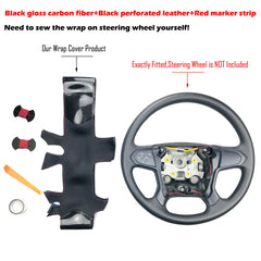 Carbon Fiber&Hole Leather Steering Wheel Hand Sewing Wrap Cover For Chevy Tahoe