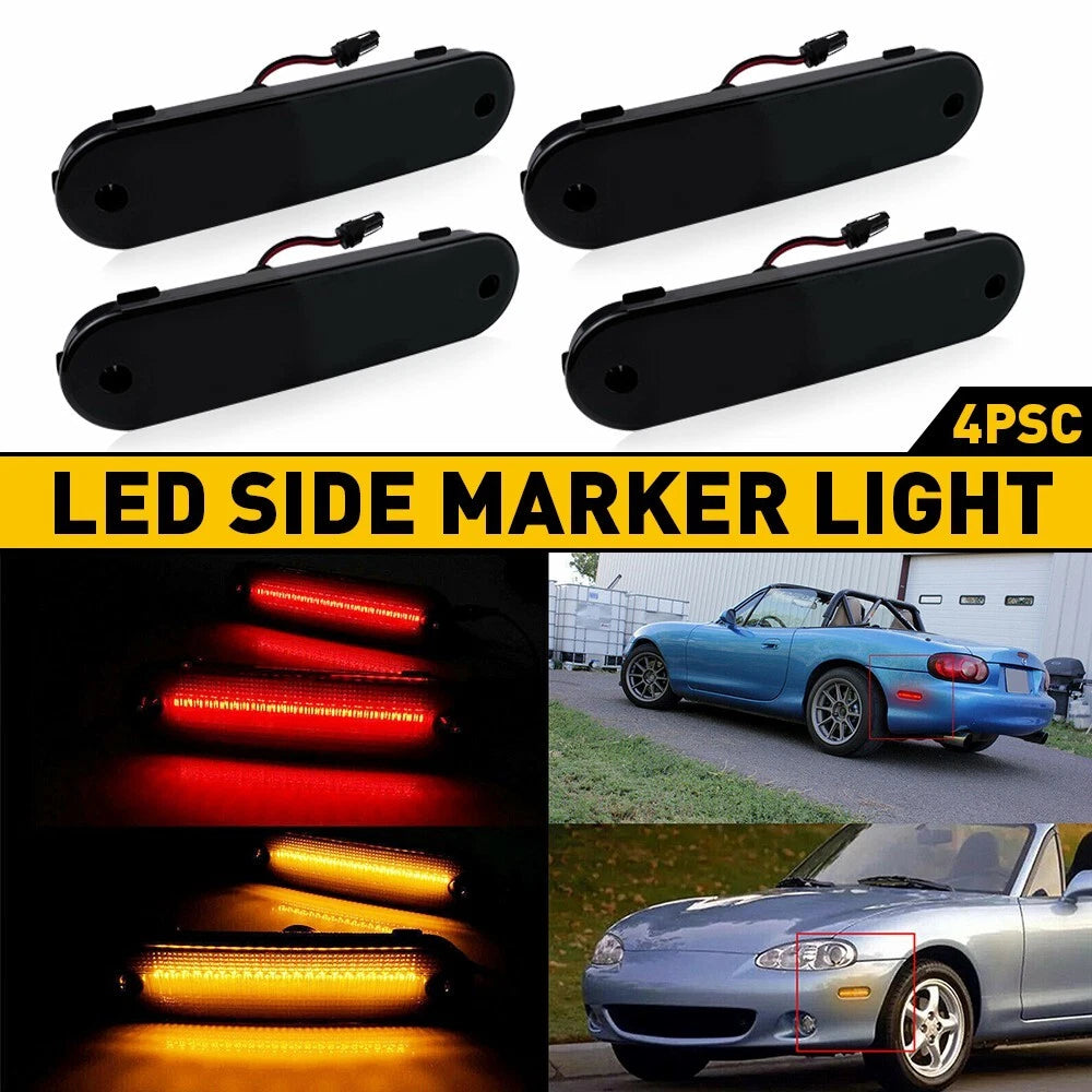 4pcs Smoke LED Side Lights Marker Lens Front Rear FOR MAZDA MX-5 MIATA 1990-2005 6B93BC-57