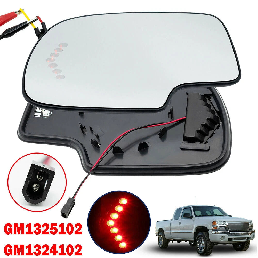 Pair Side Mirror Glass Heated w/ Turn Signal & Left Right for Chevy GMC Cadillac 6B93BC-57