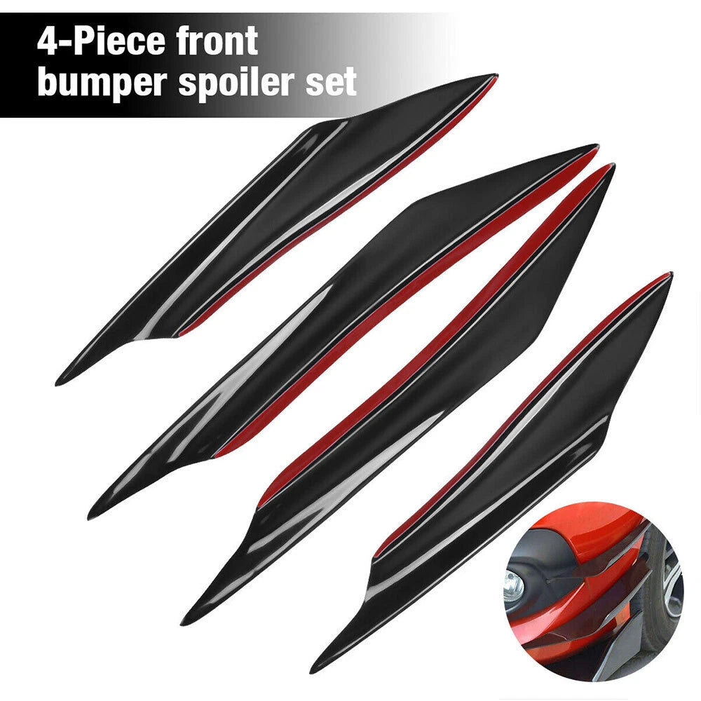 Car Fin Bumper Canard Splitter Glossy Carbon Fiber Diffuser Valence Spoiler Lip 6B93BC-57