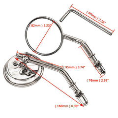For Harley Davidson Motorcycles Side Rear View Chrome Retro Round Mirrors 8mm US