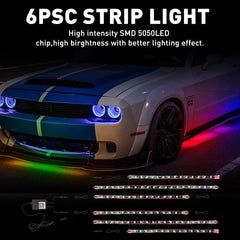 6pcs RGB Dream Color Underglow LED Kit Car Neon Strip Light Music APP Bluetooth 6B93BC-57