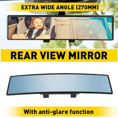 Car Rear View Mirror 270MM Wide Angle Interior Clip On Blue Tint Large EOA 6B93BC-57