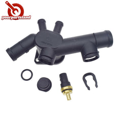 For 98-05 VW BEETLE 2.0L Coolant Hose Flange w/ Sensor 06A121132C, 059 919 501A 6B93BC-57